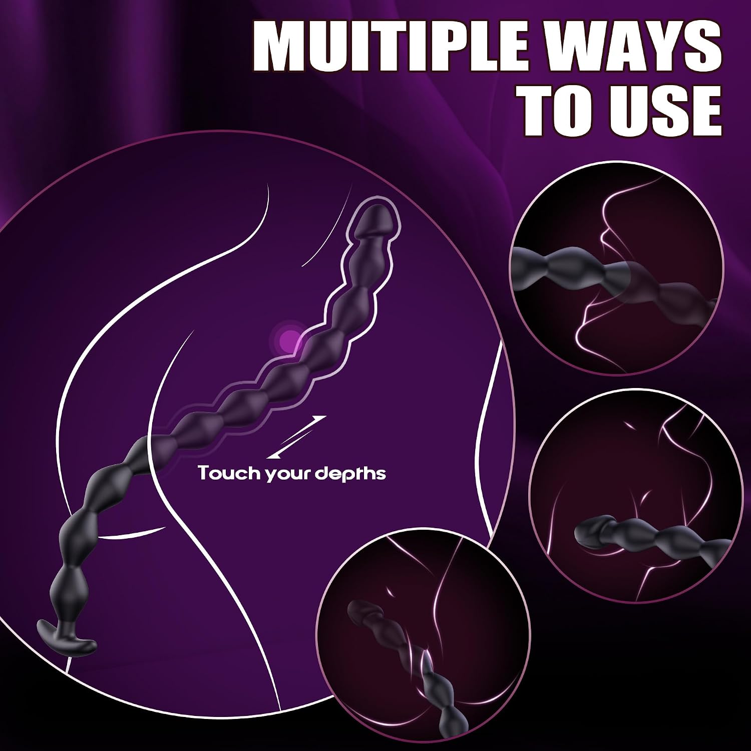 Long Anal Beads Butt Plug - 11 Large Anal Beads with Realistic Dildo for Anal Trainer & Prostate Massager, Flexible Silicone Aanl Plug Sex Toys for Men Women & Couple