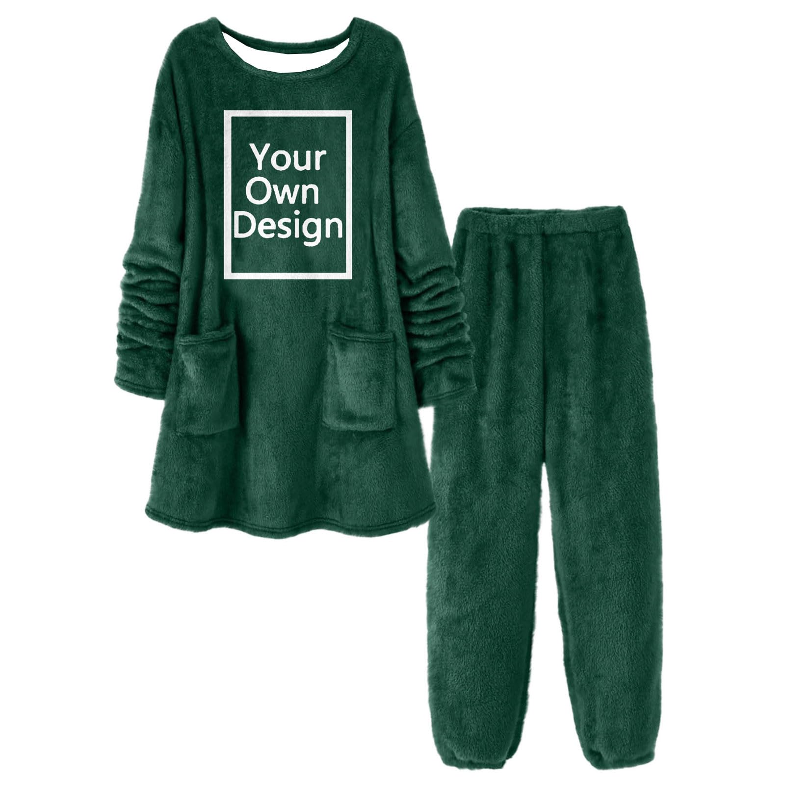 Generisch Cómodo pijama con estampado festivo de forro polar para dormir relajado con bolsillos de textura suave, ideal para noches acogedoras para llevar en casa