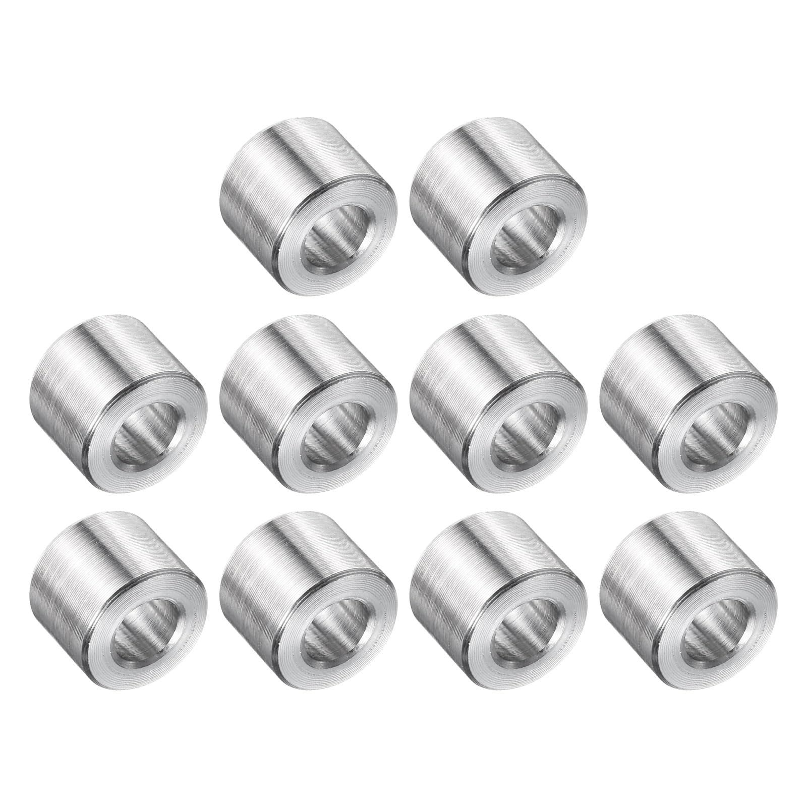 uxcell 10 Pcs Stainless Steel Spacer 1/4" Bore x 1/2" OD x 5/16" Length Screw Bushing Plain Finish Round Metal Spacer for 1/4" Screws Bolts and Rods