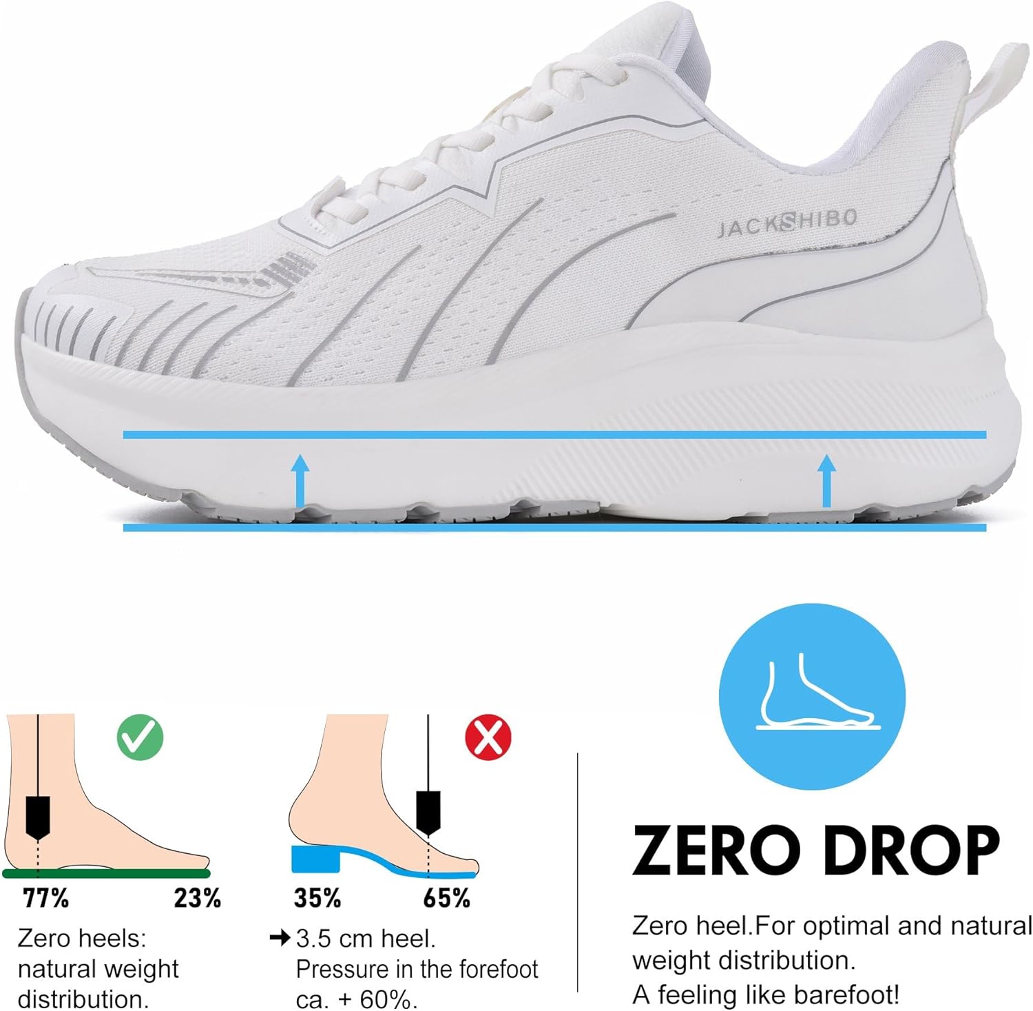 JACKSHIBO Slip in Men Hands Free Wide Toe Box Shoes Slip on Arch Support Wide Sneakers for Running Walking Tennis Athletic Plantar Fasciitis Orthopedic Shoe Zero Drop Cushion Thick Sole Width Shoes - Image 5
