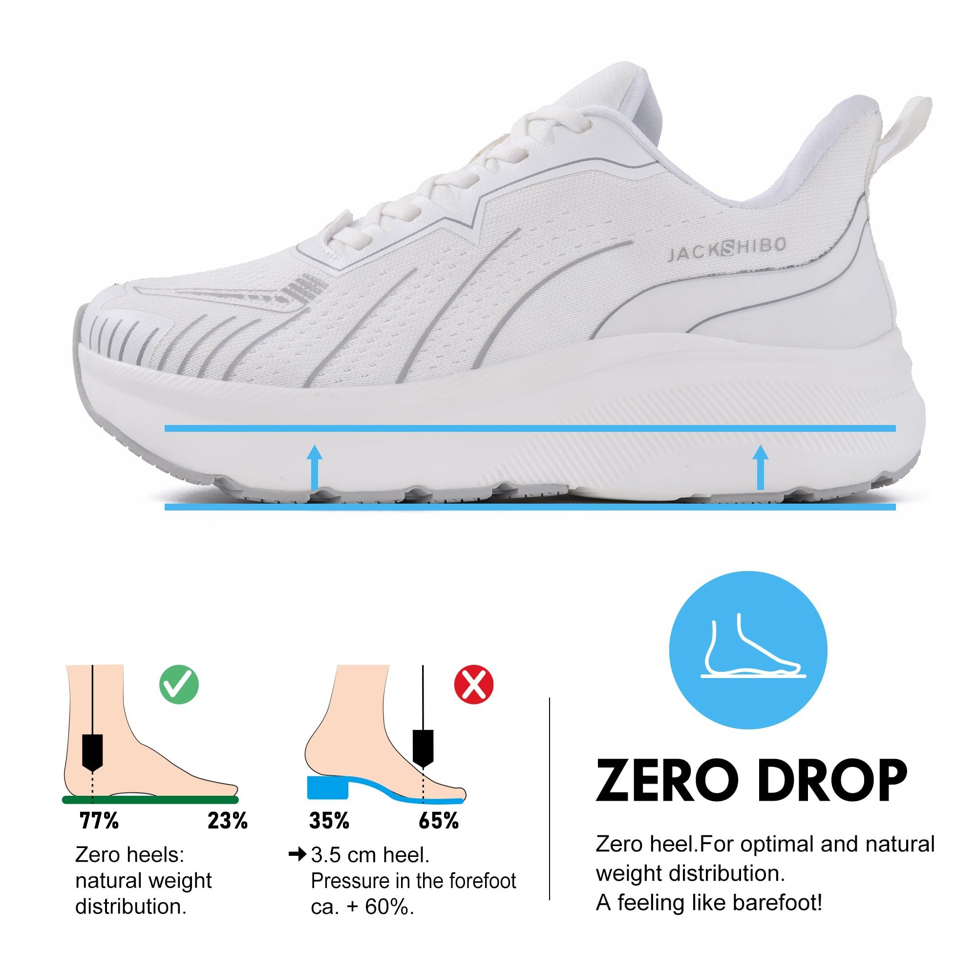 JACKSHIBO Slip in Men Hands Free Wide Toe Box Scarpe Slip on Arch Support Wide Sneakers per Corsa Camminata Tennis Atletica Fascite Plantare Scarpe ortopediche Zero Drop Cuscino Suola Spessa Larghezza