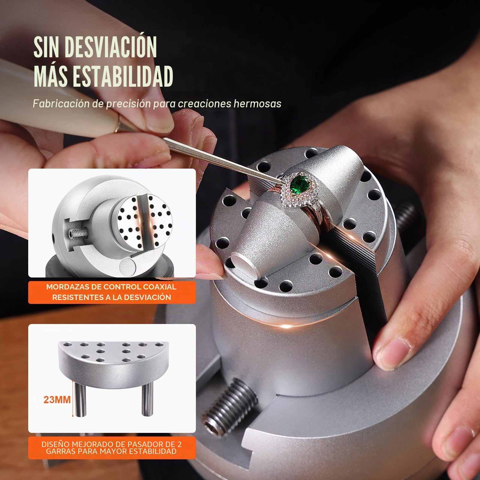 VEVOR Tornillo de Banco de Bolas de Grabado 127 mm Base Giratoria de 360° Mandíbula Ajustable con 35 Accesorios, Herramienta de Ajuste de Grabado para Joyería, Fabricación de Joyas de Precisión
