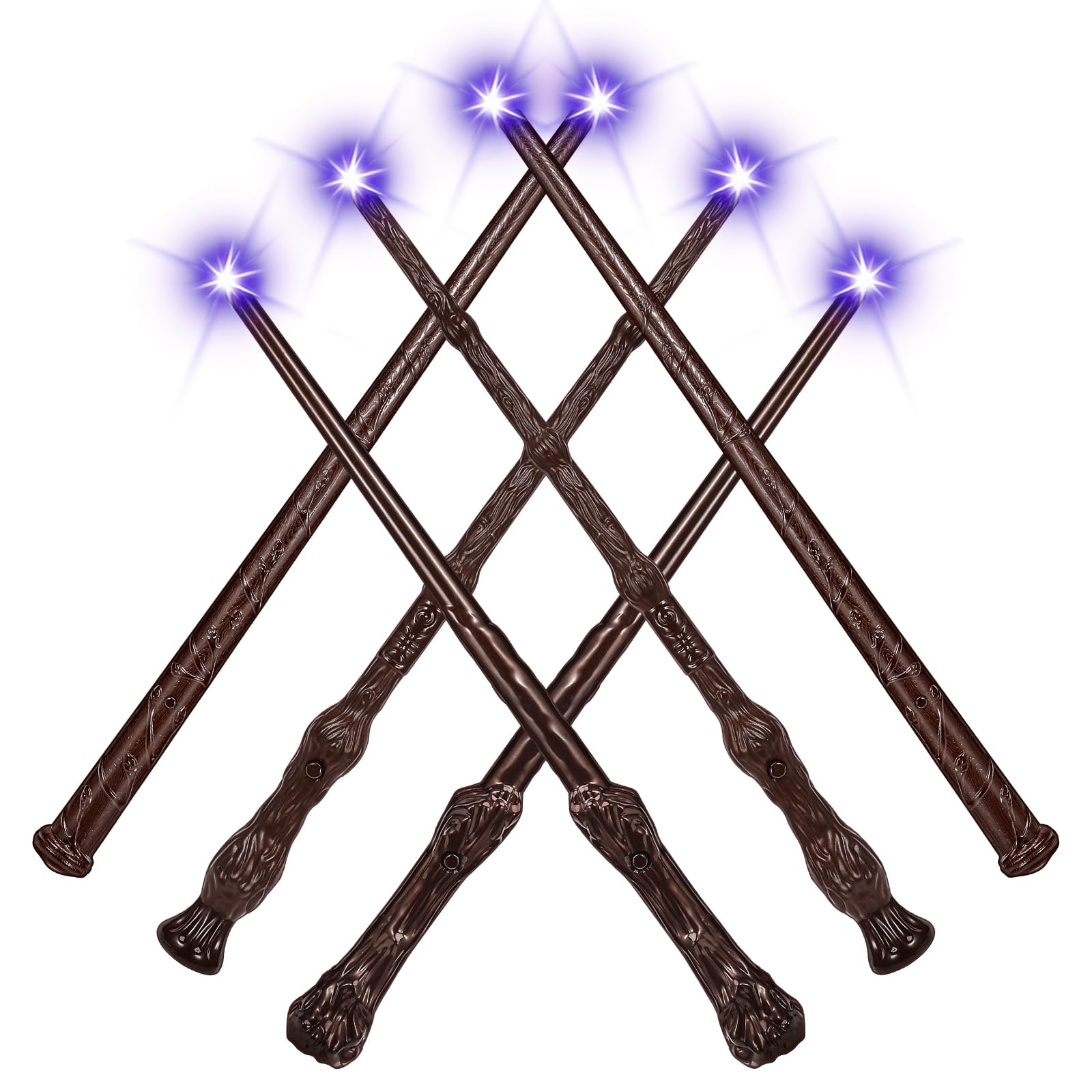 EZVYAO Light Up Magic Wand with Sound Wizard Witch Illuminating Toy Party Cosplay Accessory 6PCS, Mixed