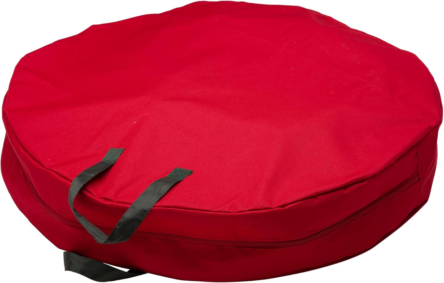Glitzhome 30" Dia. X 5" H Red Canvas Christmas Wreath Storage Bag w/Zipper, fits Wreath up to 30"