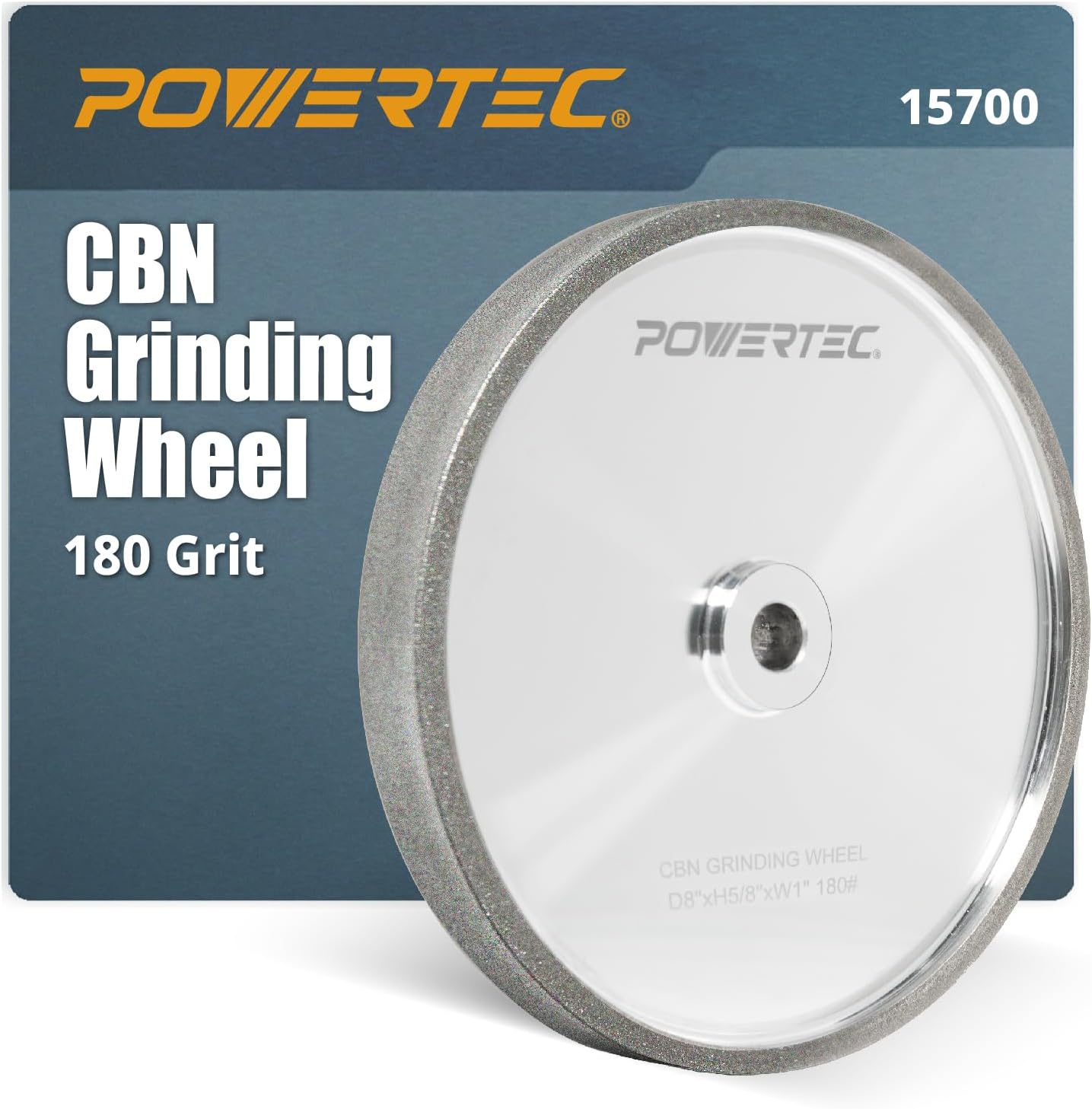 POWERTEC 8 in CBN Grinding Wheel 180 Grit, 5/8 in Arbor