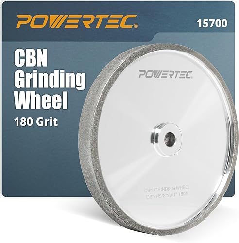 Miniatura 32 de POWERTEC Muela amoladora de banco de 8 pulgadas, grano 80, muela abrasiva de óxido de aluminio para amoladora de pedestal de banco, eje de 1 pulgada
