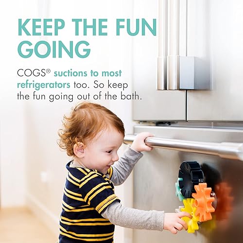 Miniatura 3 de Boon Cogs - Juguetes de baño para bebés, juguetes sensoriales para bañera con temática de engranajes giratorios para tina, juguetes de succión para