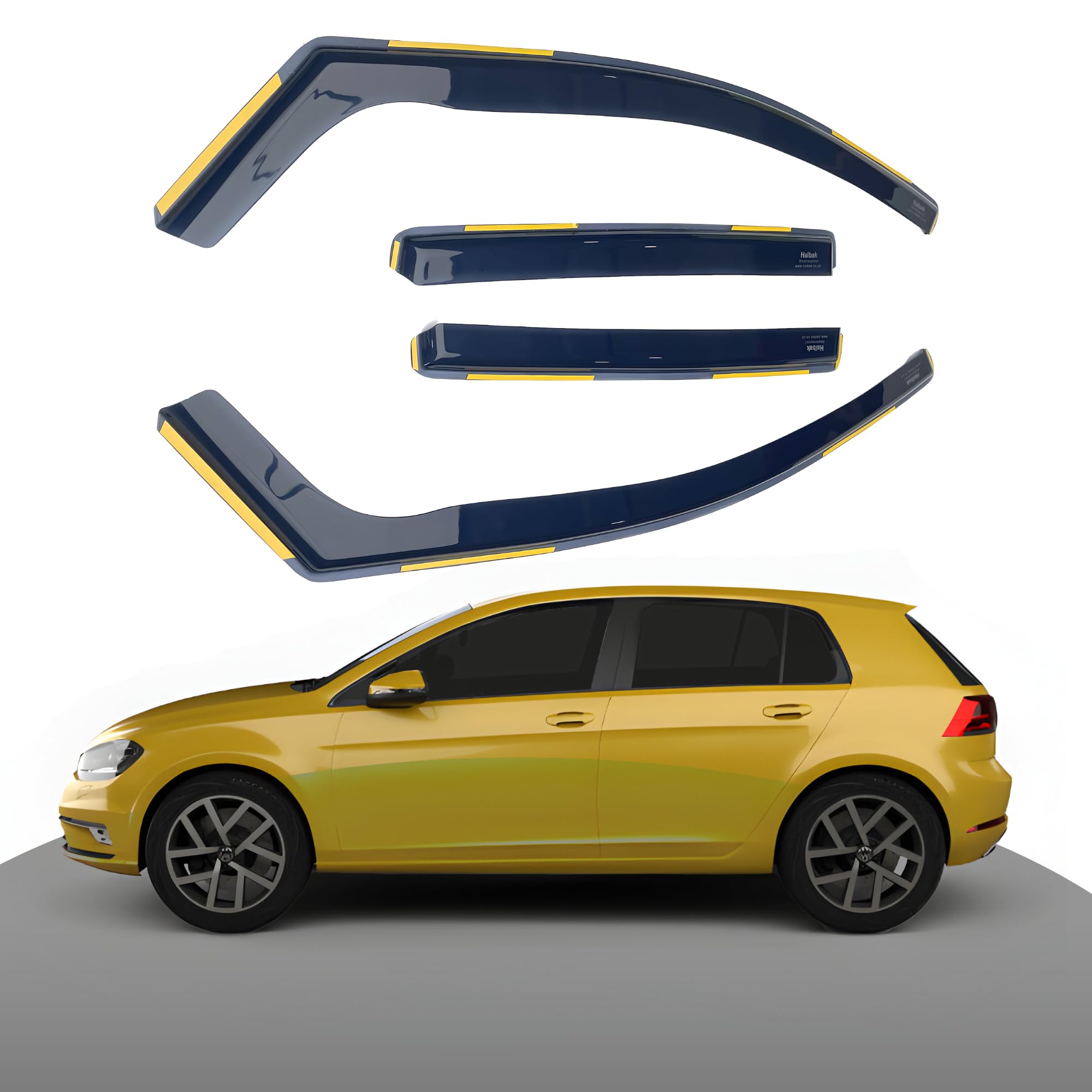 Haibak Wind Deflectors Set Compatible With VW Golf 7 Mk7 2012-2020 5 Doors Hatchback 4pc Tinted in Channel Fitment