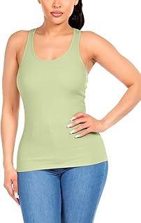 Sugar Sunday Cotton Ribbed Racerback Tank Tops for Women Basic Workout Athletic Tanks Gym Tank Top Yoga Shirts Pack 1-4