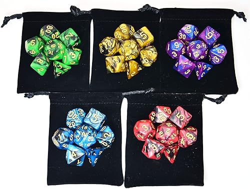 Miniatura 3 de Juegos de dados Smartdealspro para juegos de rol 5 juegos de 7 dados con bolsa gratis