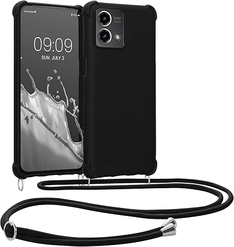 kwmobile Funda cruzada compatible con Motorola Moto G Stylus 5G (2023), funda de silicona TPU con correa, color negro