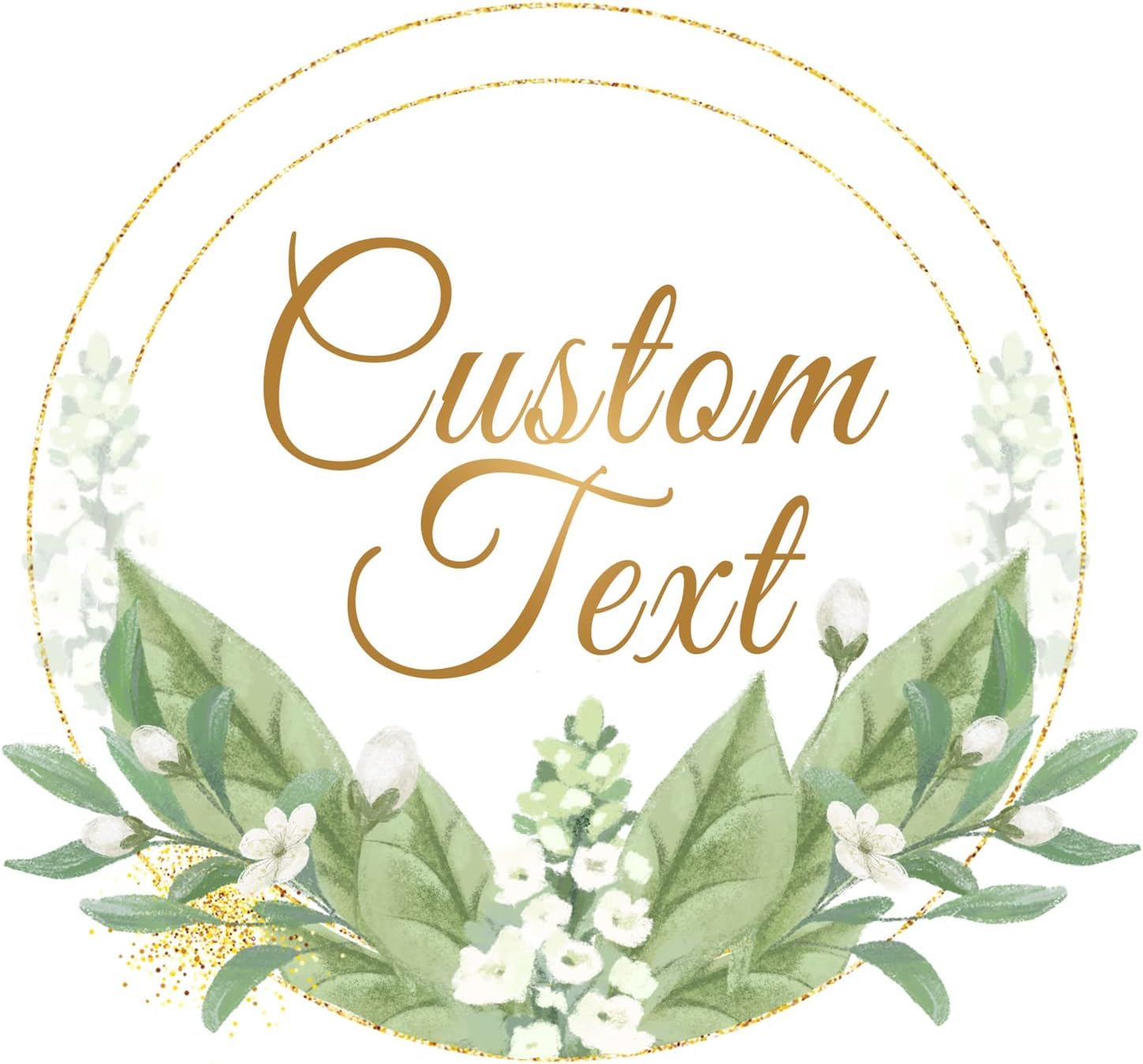 Personalised Custom Stickers Labels for Wedding Favours, Birthday, Business Logo, Customised, Waterproof, Fade-Resistant (Wreath Pattern 4, 100mm)