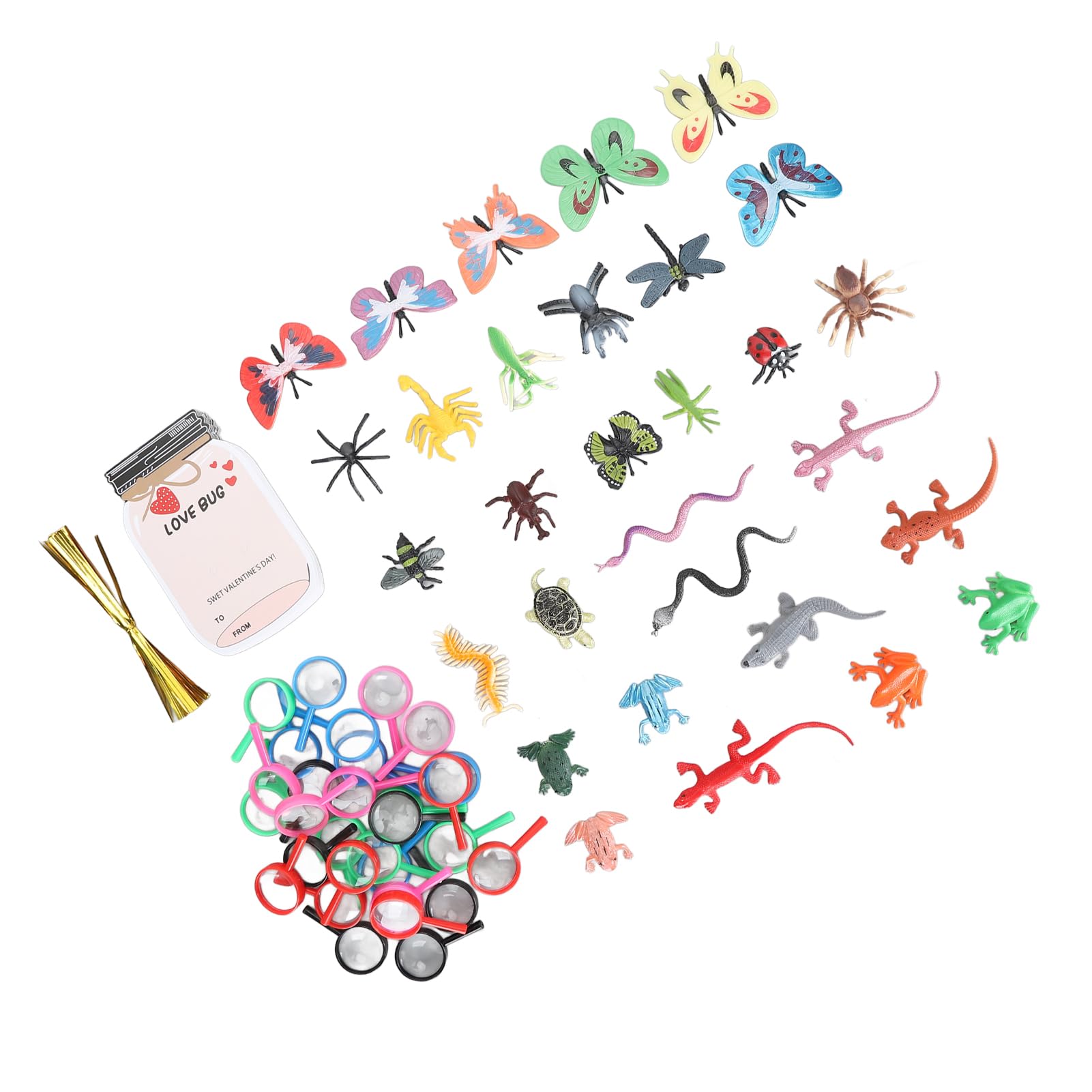 Cocoarm Biglietti di San Carta e Plastica Set di Carte Regalo con Insetti d'amore 30 Biglietti con Decorazioni di Insetti Facile da Montare per Bambini Adulti Feste in Classe e Bomboniere di San