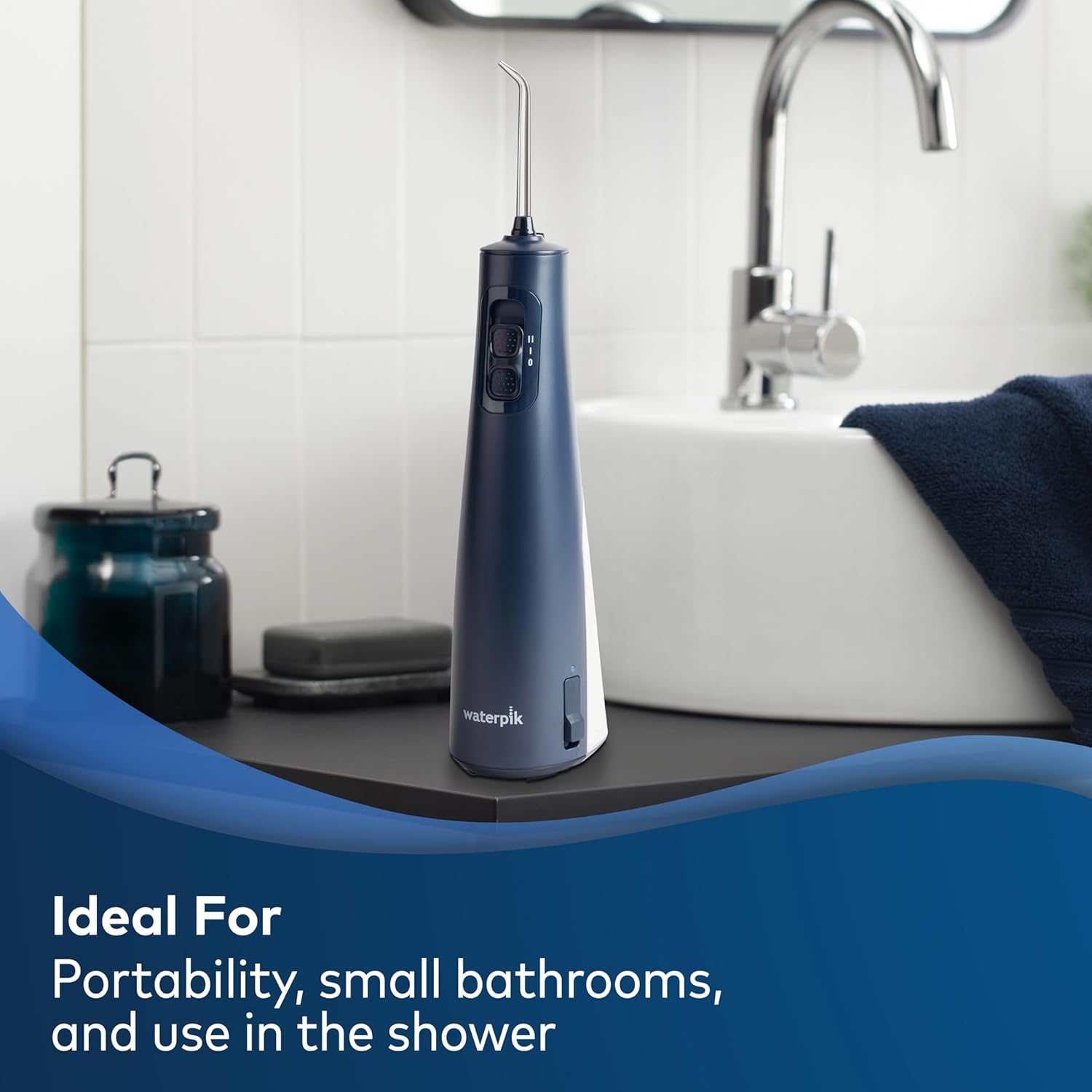 Waterpik Cordless Pulse Rechargeable Portable Water Flosser for Teeth, Gums & Fresh Mint Whitening Refill Tablets (30 Count) – for Use with Waterpik Boost Tip