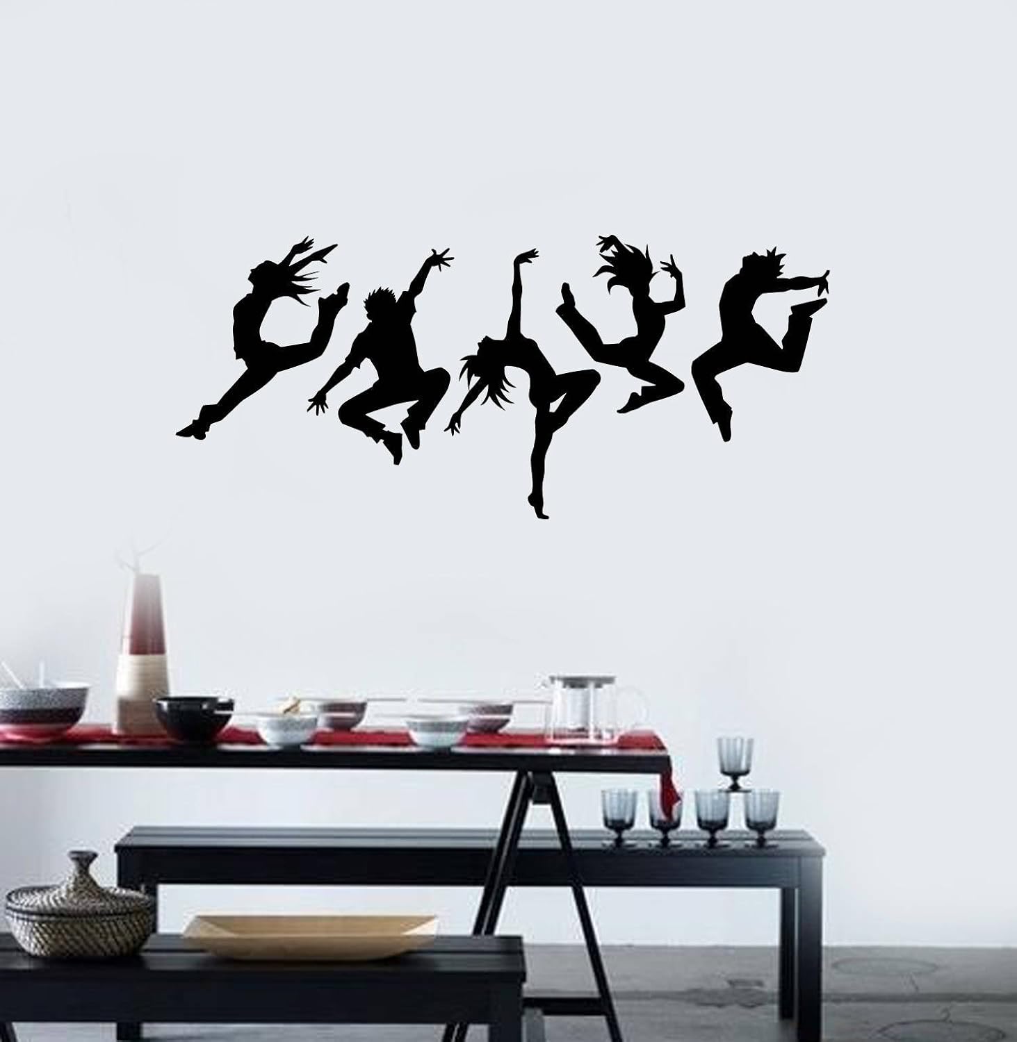 Dancers Vinyl Wall Decal Silhouette Dancing People Dance Art Stickers Mural and Stick Wall Decals