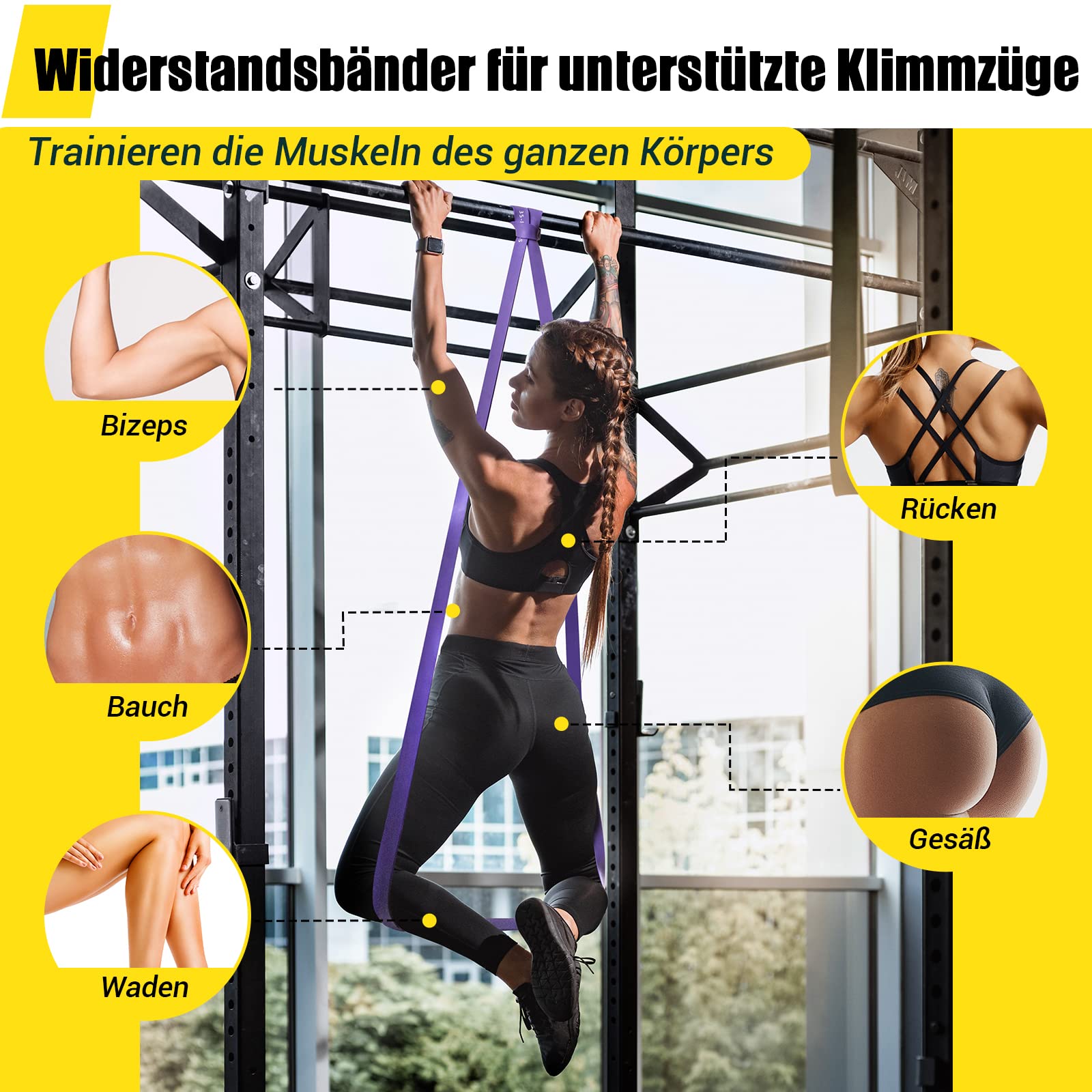 Resistance Bands, Widerstandsbänder, Fitnessbänder für Yoga, Pilates, Training, Physiotherapie, Krafttraining für Männer und Frauen