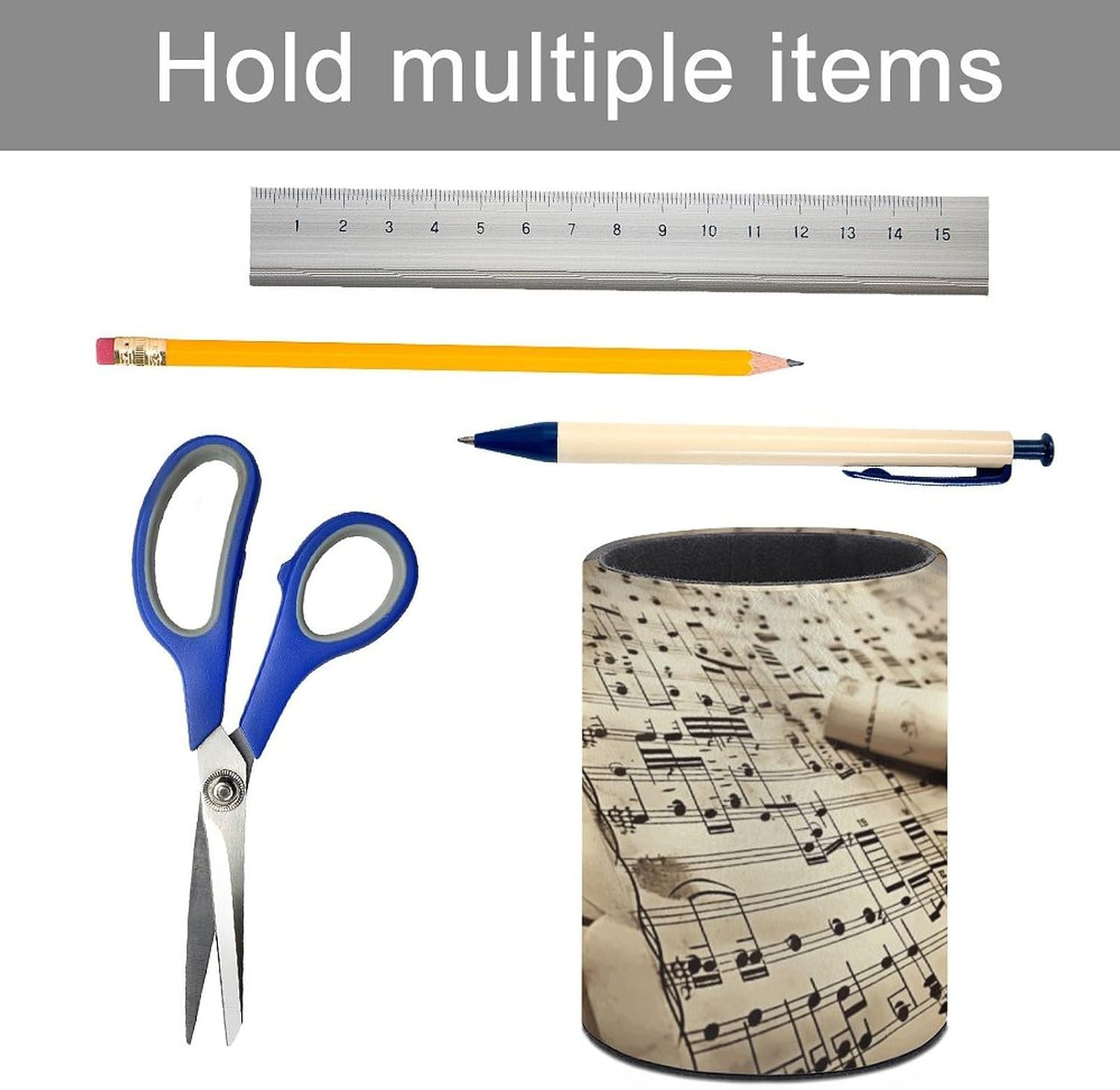 PU Leather Desk Sheet Music Pencil Holder for Office Supply image 5