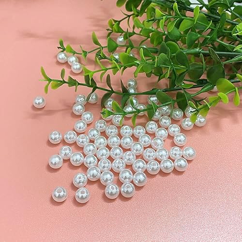 Miniatura 3 de Jmassyang 400 cuentas redondas de satén de 0.315 pulgadas (0.315 in), perlas de plástico para manualidades, perlas sueltas con agujeros para hacer