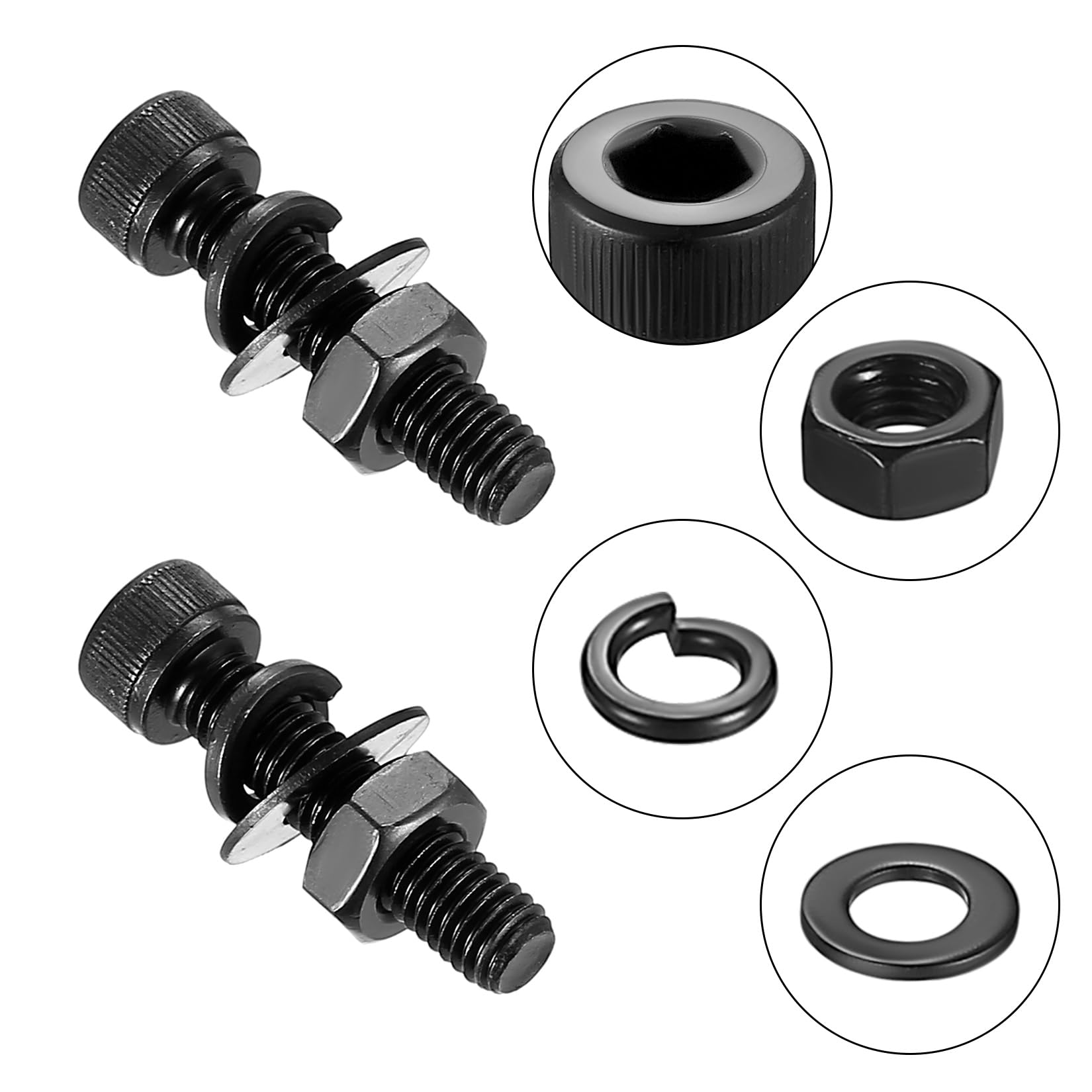 208 Stück M6 Schrauben Set - Zylinderkopfschrauben Mit Muttern
