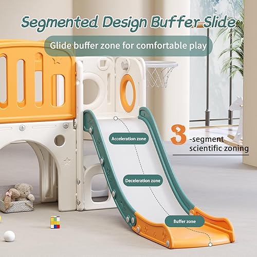 Miniatura 3 de YUYUE Tobogán 8 en 1 para niños pequeños, tobogán de escalador para niños con espacio de almacenamiento y pasos antideslizantes, juego para