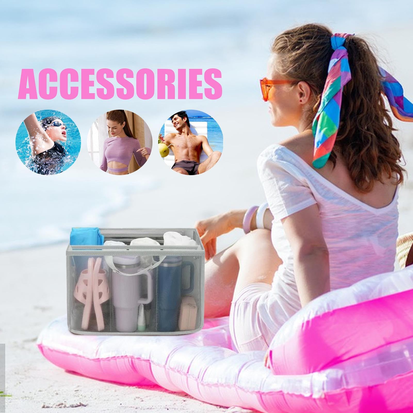 Organizzatore Per Borsa Spiaggia, Fodera Borsa Piscina, Inserto Divisorio Capiente Portatile per Palestra Viaggio Spiaggia Escursionismo Picnic Shopping
