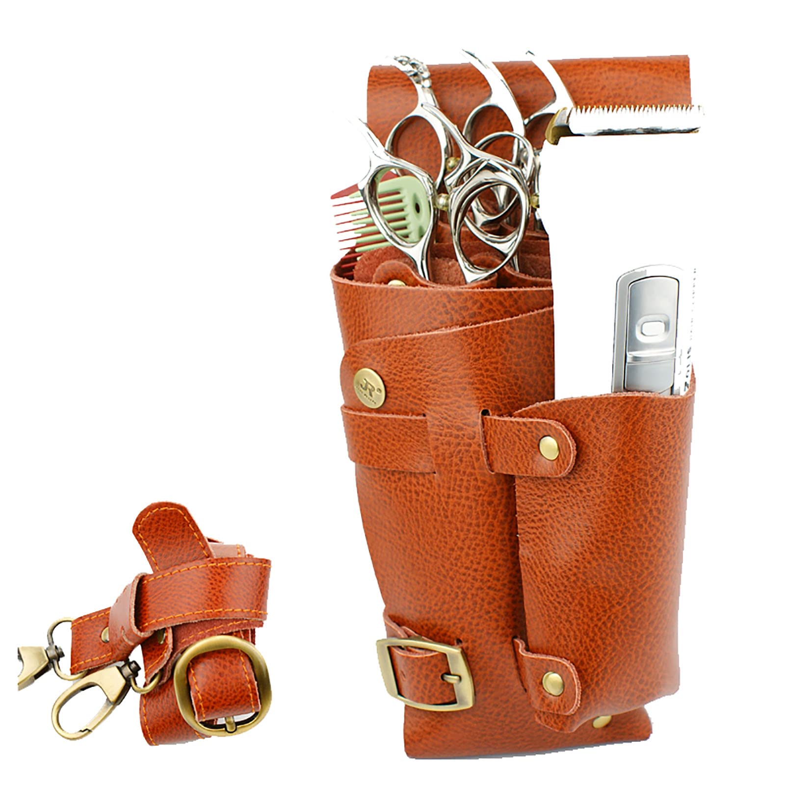 Sac à outils for cheveux étui support taille en cuir véritable pour ciseaux et cisaillement