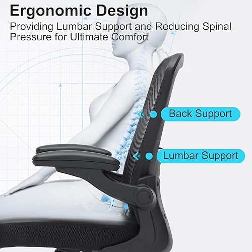 Miniatura 6 de Silla de oficina, silla de escritorio ergonómica resistente de 350 libras con brazos abatibles, sillas de escritorio de oficina en casa con altura