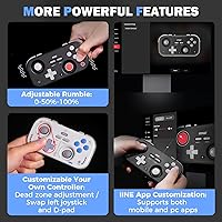 Vista 8 de IINE Retro Pocket Wireless Game Controller – Compact Gamepad with Hall Effect Joysticks, Customizable Buttons, 1000Hz Polling Rate – Compatible with