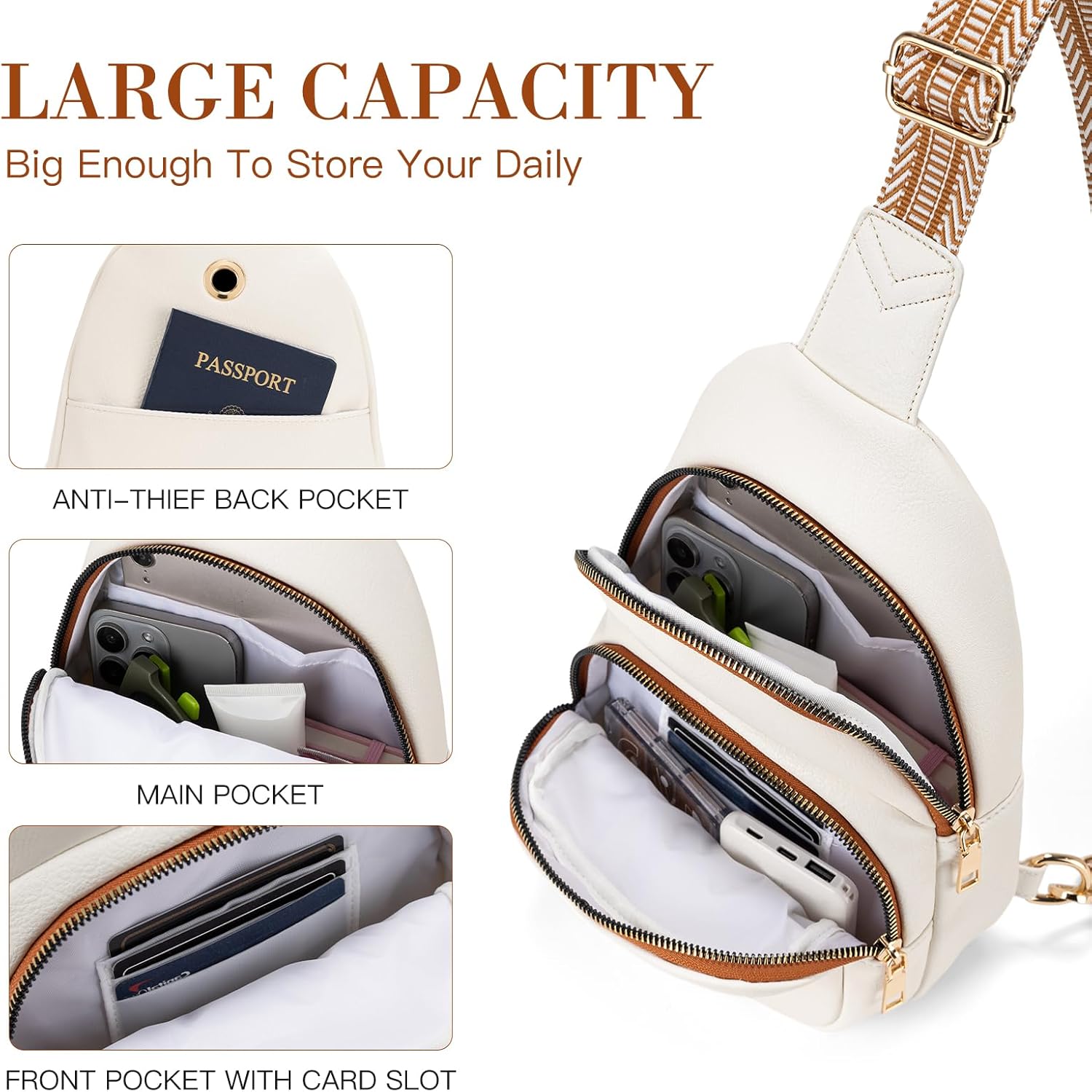 Viverte Sling Bag for Women Personalized Gifts Pu Leather Initial Crossbody Bags Purses for Women