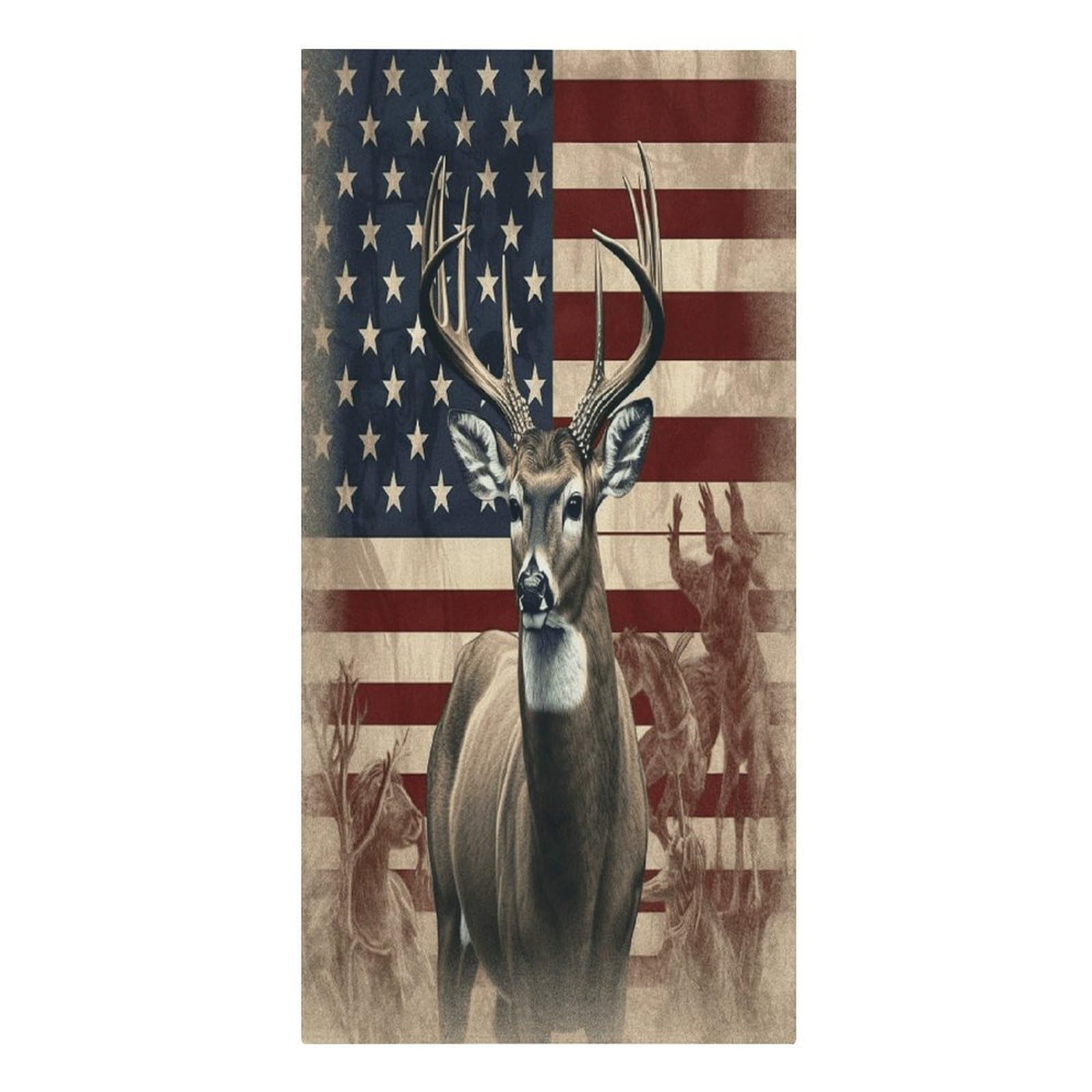 VstaDank Americana Flag Deer Beach Towel Vacation Essentials Sand Free Soft Quick Dry Swim Towels 61"x30" Modern Extra Large Towels Lightweight Microfiber Beach Towel for Swimming Pool