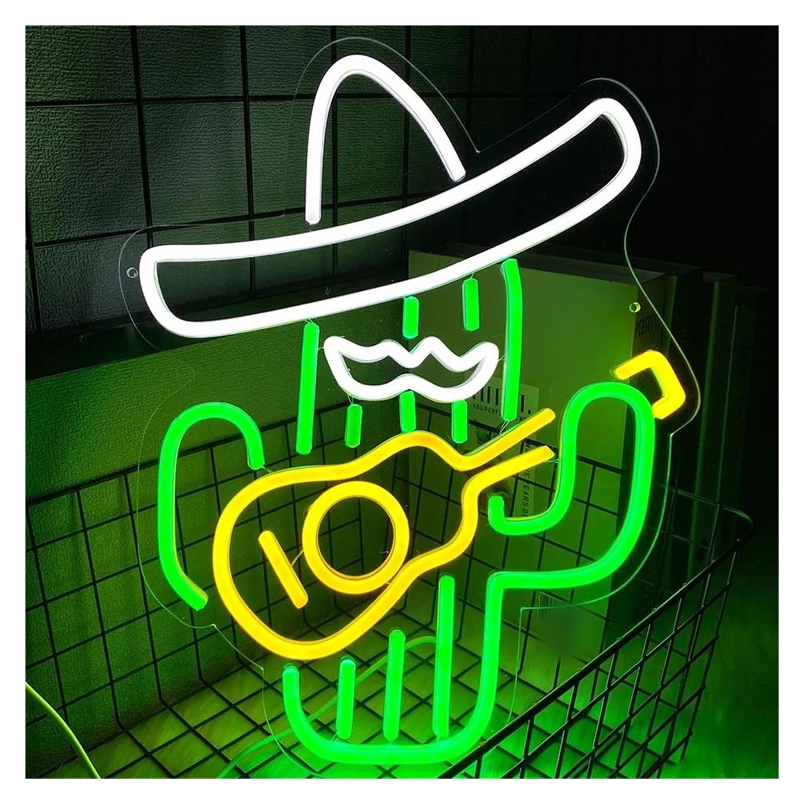 LEMST Signs Lamp Cactus Neon Sign, Plant Cowboy Hat Light Wall Decoration, for Bedroom, Bar, Game Room, Man Cave Club Art Decor