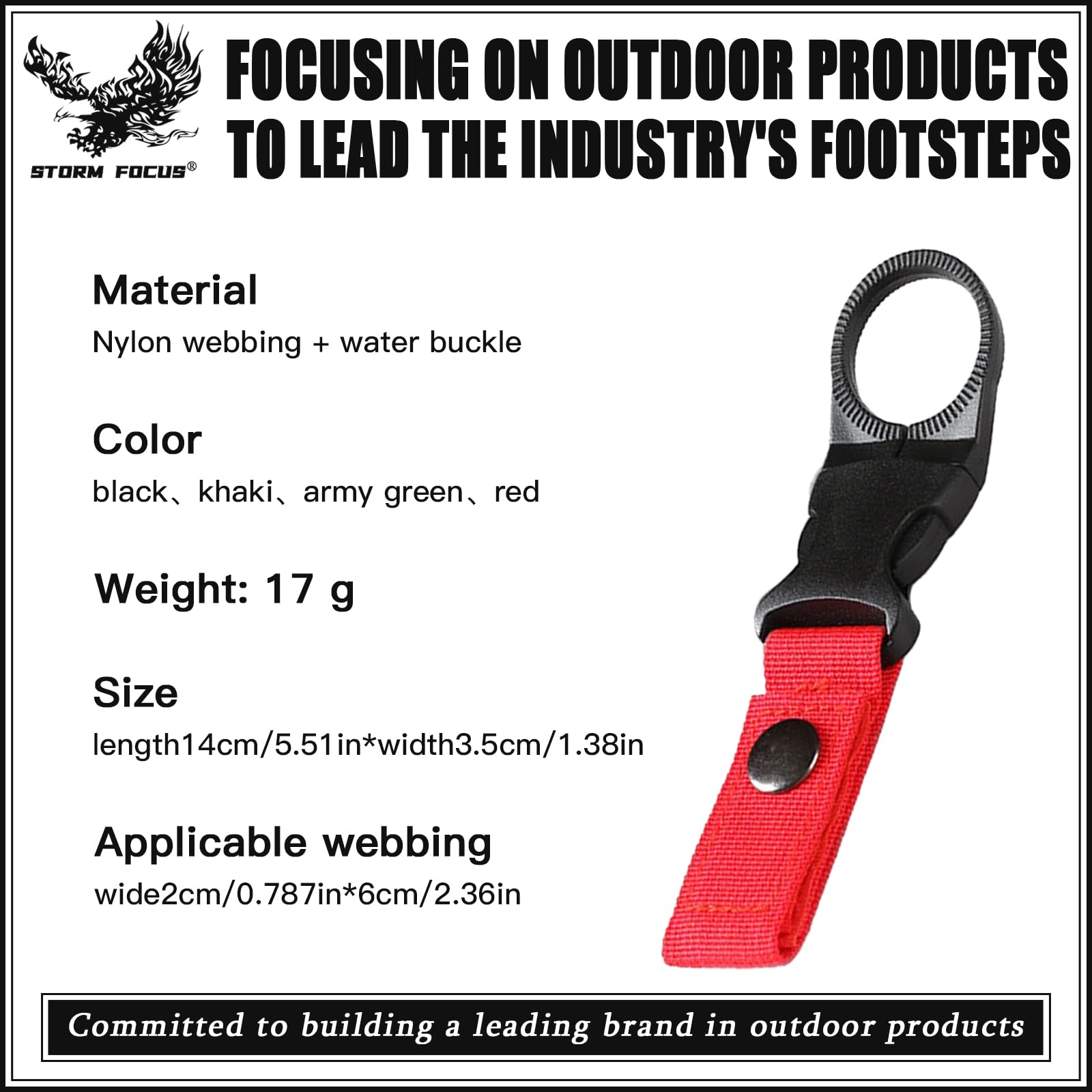 STORM FOCUS 4 Pcs Outdoor Tactical Nylon Beverage Bottle Strap Buckle, Portable Mineral Water Bottle Carrier, Suitable for Outdoor Activities, Travel, and Daily use (Black, Green, red, and Khaki)