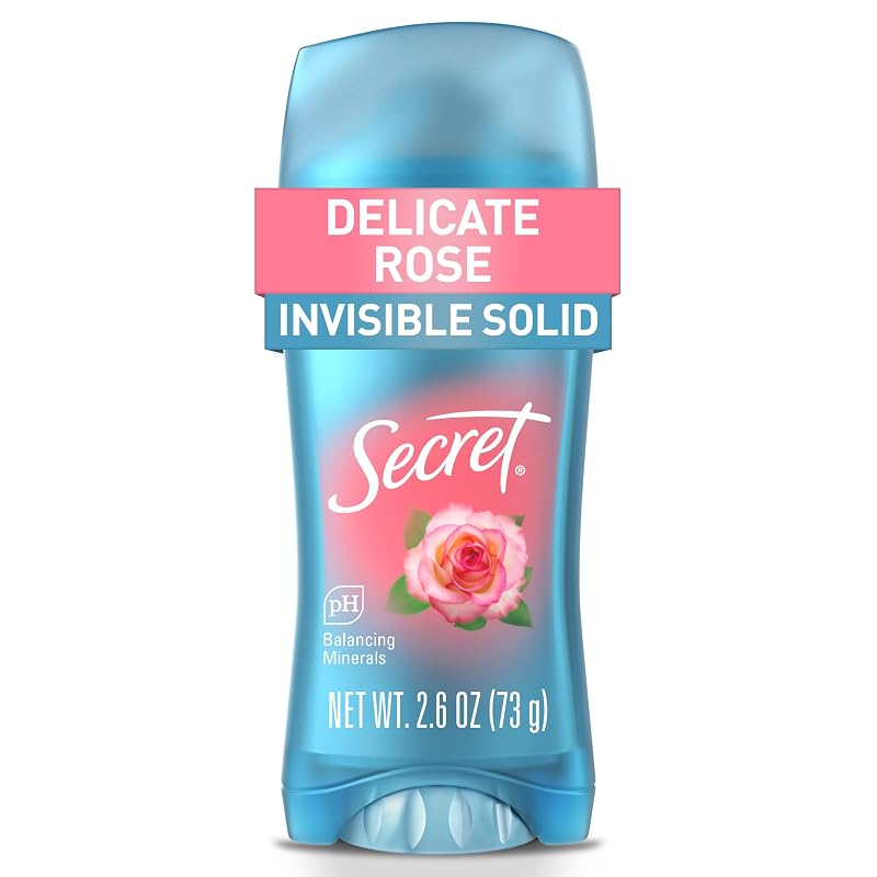 Desodorante antitranspirante Secret Invisible Solid com fragrância de rosa, 74 g