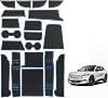 AOSKonology BestEvMod Compatible with Mach E Accessories 2021-2024 PVC Interior Anti Dust Cup Holder Inserts Center Console Liner Mats 18-pcs Set V3 Blue