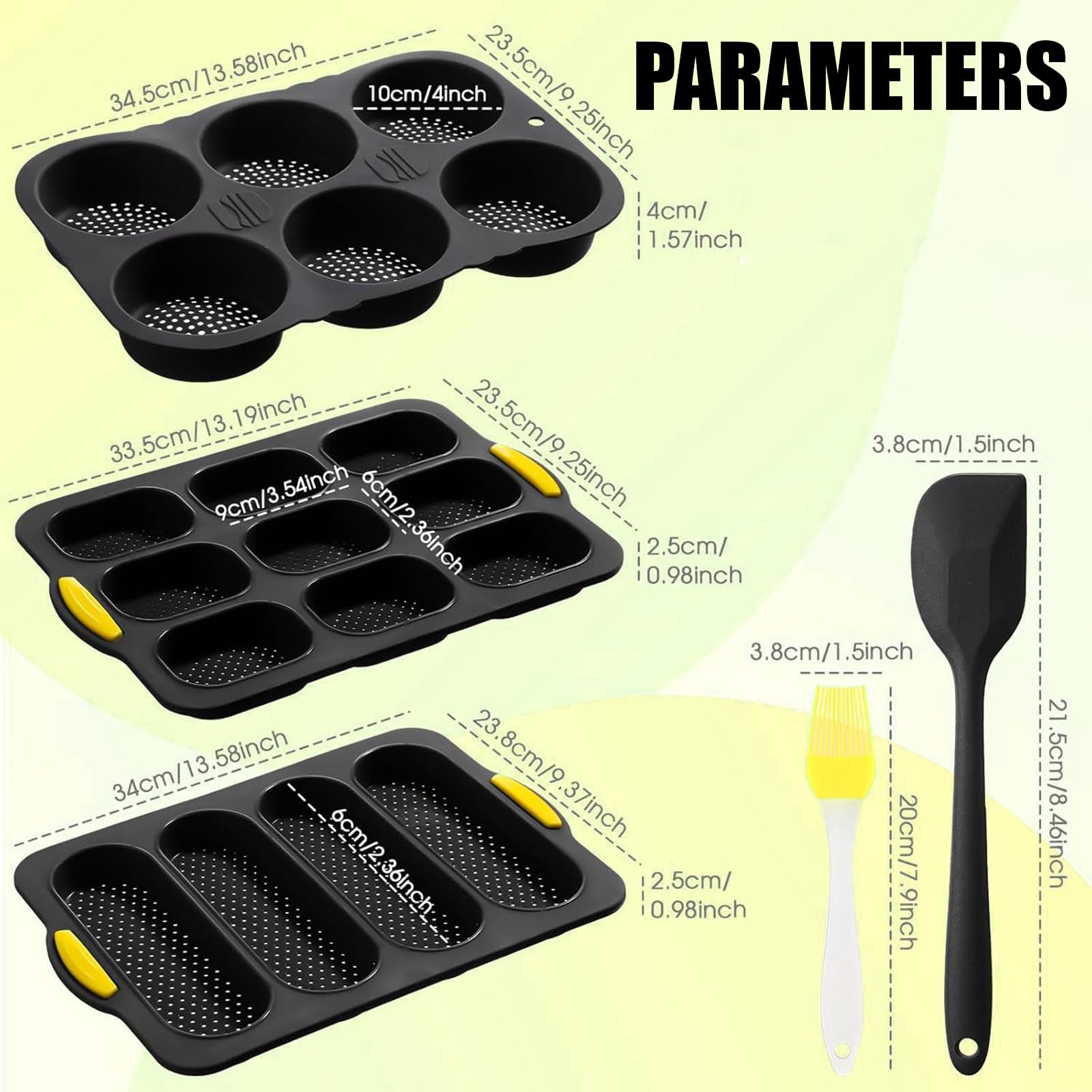 Ensemble d ' ustensiles de cuisson en silicone de qualité professionnelle avec plusieurs cavités, ensemble de cuisson de pain pour différentes formes et tailles de pain, équipement de cuisson