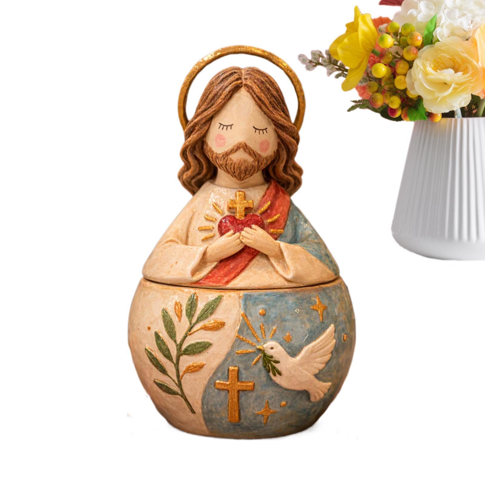 Oración de la Serenidad Virgen María y Jesús: decoración religiosa de mesa para coleccionistas