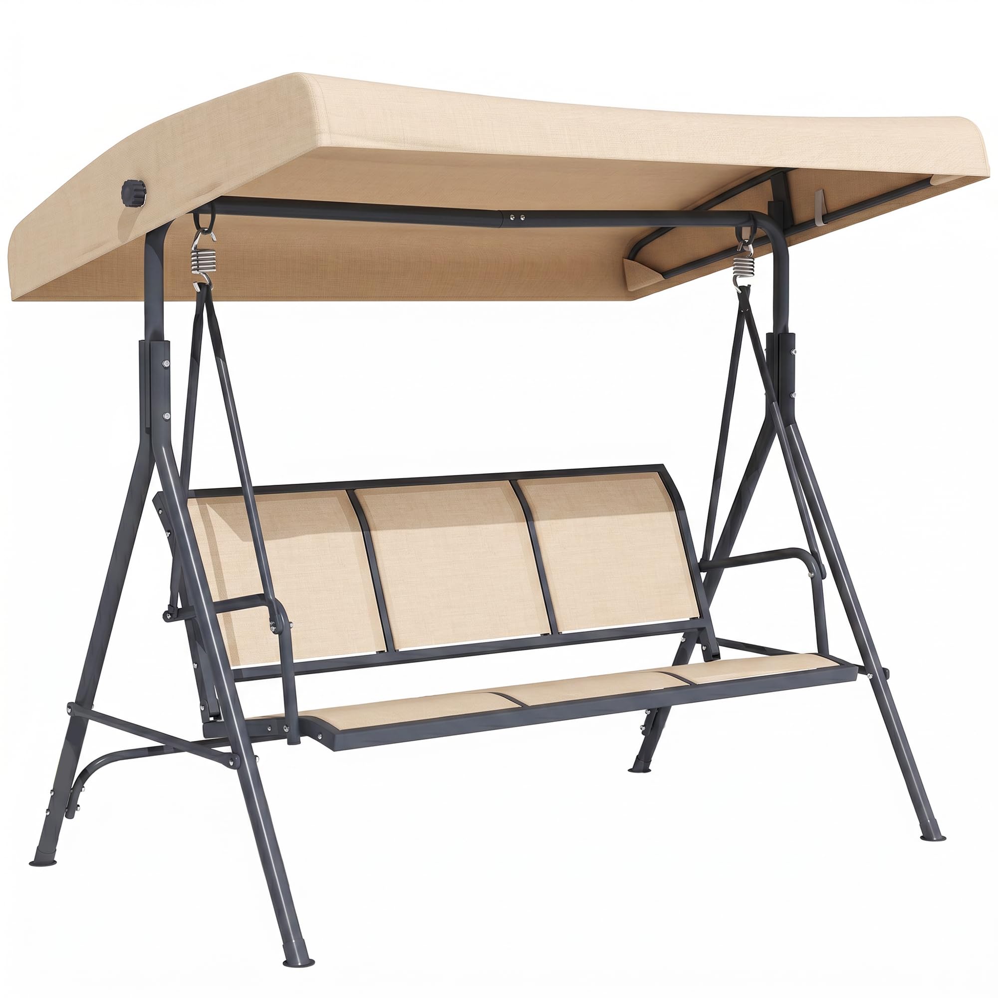 Outsunny 3 Seater Swing Chair - Cream - Steel