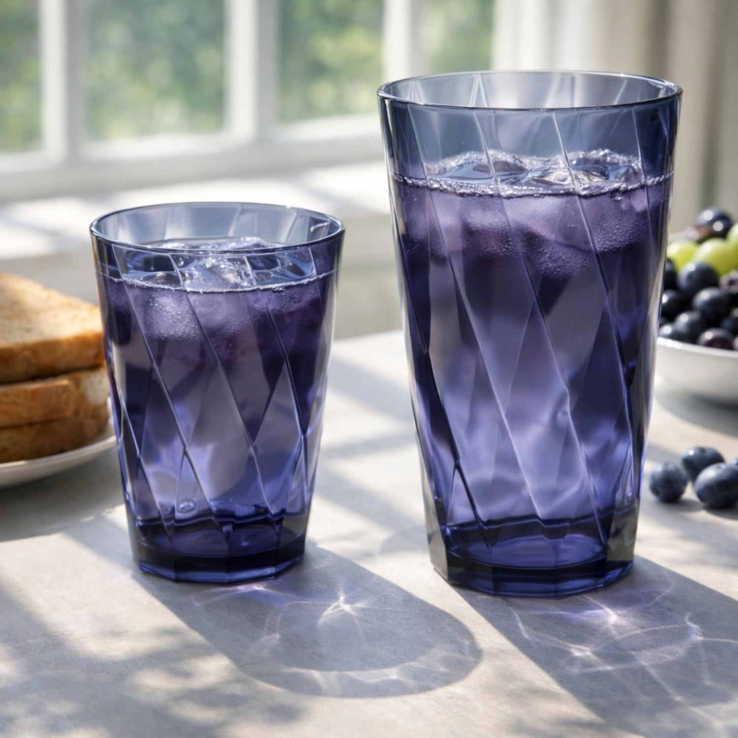 LemonRoad 24 Pack Reusable Plastic Drinking Glasses Set - 20oz & 13.5oz Stackable Tumbler, Shatter-resistant Highball Cups for Water, Cocktail, Iced Coffee, Indoor Outdoor Use, BBQ, Patio, Pool (Grey)