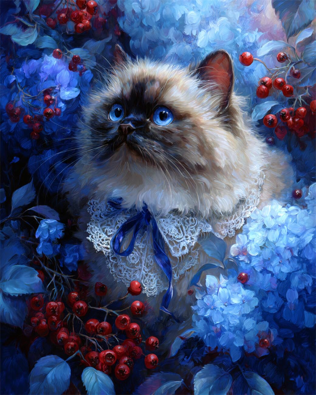 AYAOYANGGO Animal DIY Embroidery Beads Set Cat Oil Painting DIY Set with Beads Hand Made Beading Painting Kit from Needlework Handcraft Needle Arts Decor 60x80cm