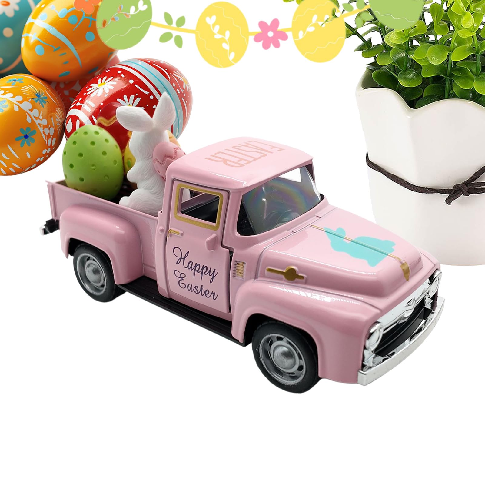 Vehículo de entrega de huevos de Pascua en madera artesanal premium