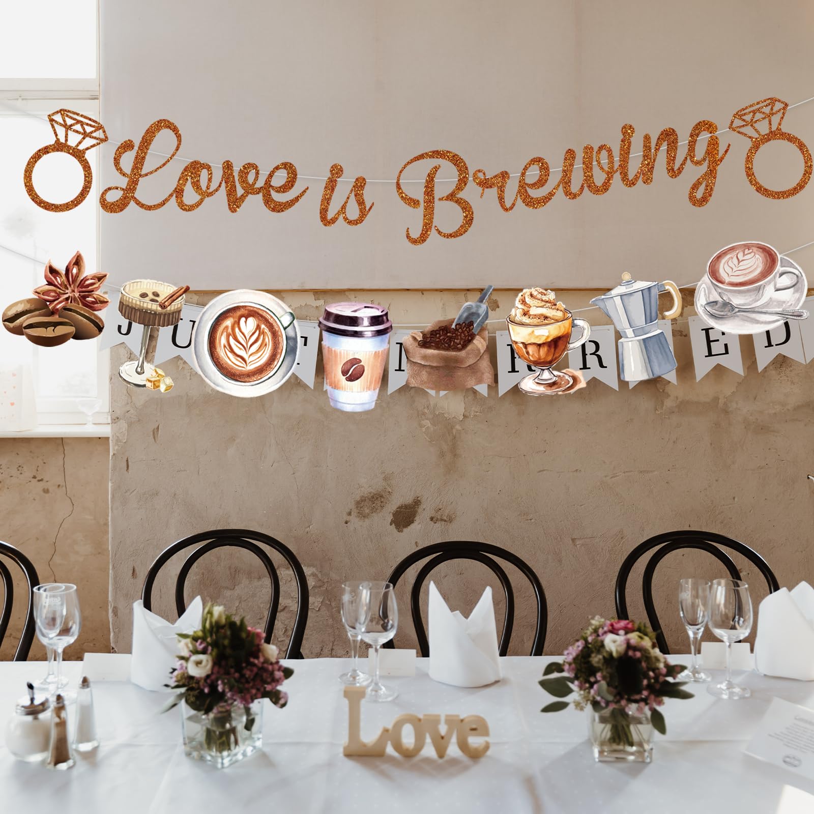 Love Is Brewing Martini Party Banner Set - Decorazioni Per Addio Al Nubilato A Tema Caffè E Martini - 2