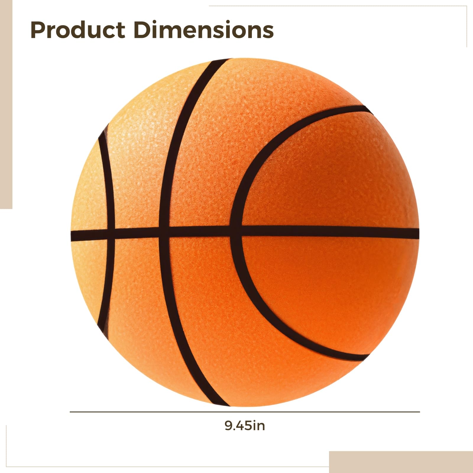 Homaisson Silent Basketball Size 7, Indoor Dribbling with Noise Reduction, 9.5 in PU Soft Basketball for Quiet Play and Practice