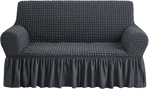NICEEC - Funda de sofá biplaza, 1 pieza, fácil de ajustar, universal, alta elasticidad, duradera, protector de muebles con faldón, estilo campestre
