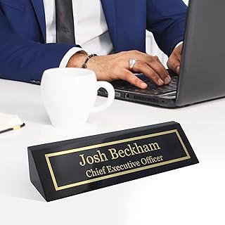 Business Wood Name Plate for Desk | Customizable 2" x 8", Black Piano Finish Name Plaque | Classic Rosewood Design | Perfect for Office Decor & Professional Gifts