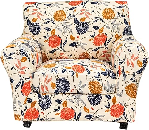 Miniatura 49 de CRFATOP Funda elástica para sillón de 2 piezas, suave y ajustable, con brazos, protector de muebles lavable para sala de estar, mascotas, perros,