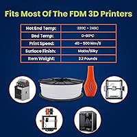 Vista 175 de 3D-Fuel 3D Filamento Pro PLA+ Negro Medianoche de Alta Temperatura y Resistente, 1.75mm, 1 kg +/- 0.02mm de Tolerancia, Fabricado en EE.UU., Fácil