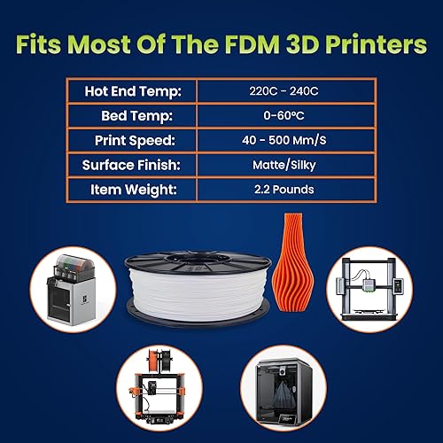 Miniatura 6 de Filamento 3D Tough Pro PLA blanco nieve 0069in 22lbs - 0001in de tolerancia fabricado en Estados Unidos fácil de imprimir y funciona con la mayoría
