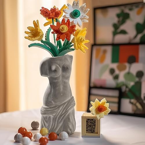 Miniatura 3 de Body Modern - Jarrón blanco de cerámica, jarrones de flores de cemento para decoración de sala de estar moderna, barthroom, comedor