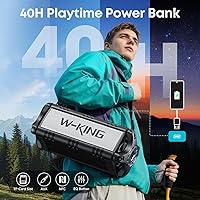 Vista 5 de W-KING Altavoz Bluetooth de 90 W máx., altavoces inalámbricos portátiles IPX6 impermeables, altavoz Bluetooth para exteriores de 50 W con graves