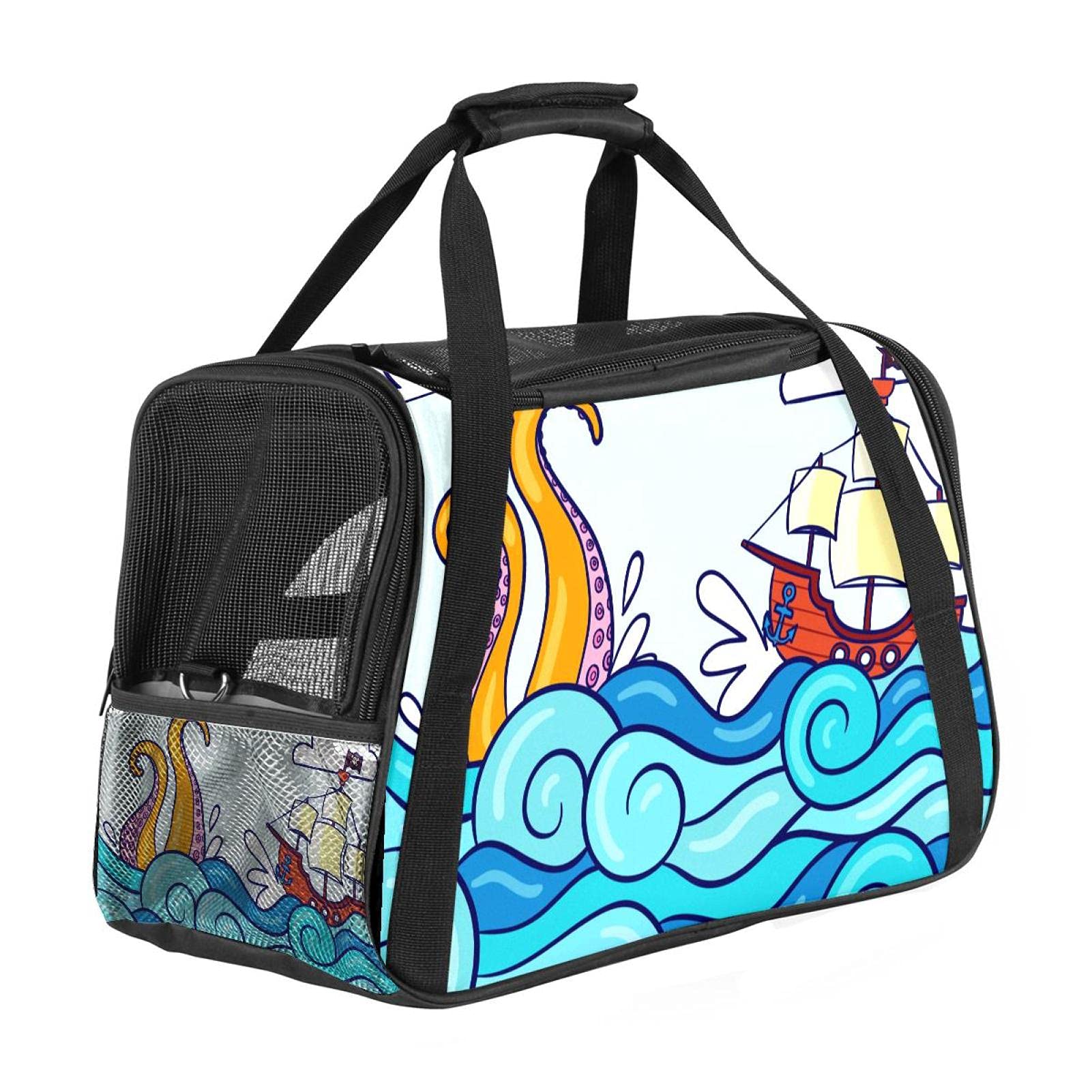 Sac de transport pour animal domestique Bennigiry avec 3 portes et motif pieuvre